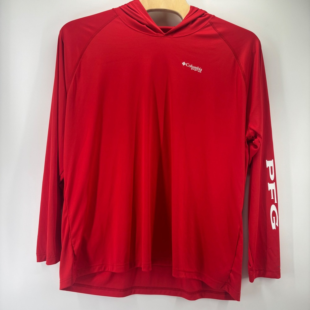 Columbia PFG Terminal Tackle Hoodie Mens 4X Red Long Sleeve Sun Shirt FS6132